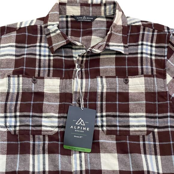 Alpine Design Mens Size Medium NEW Brown Brushed Flannel Button Down Shirt - Picture 1 of 7